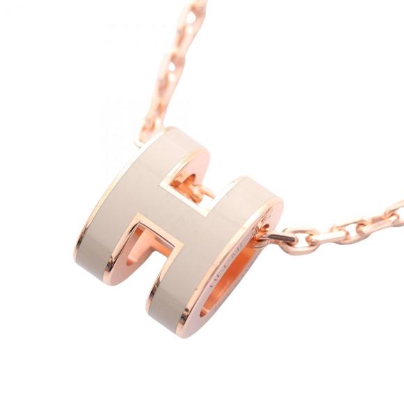 Hermes Hermès MINI POP H Necklace, Gold-Plated, Women's, Beige - Picture 1 of 5